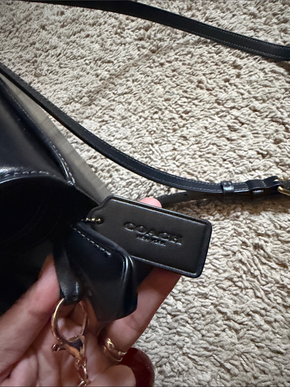 Coach Black Leather Top-Handle Satchel with Signature C - Picture 6 of 16